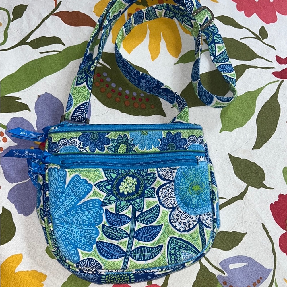 Vera Bradley Floral Blue and Green Crossbody Bag